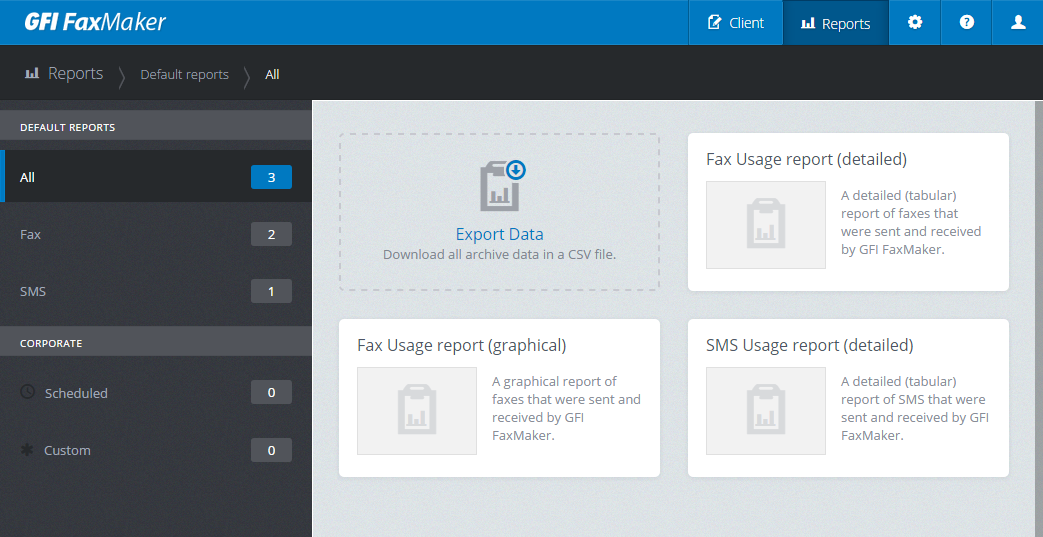 Reports interface