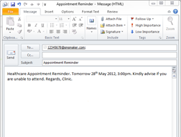 Send SMS from Microsoft Outlook