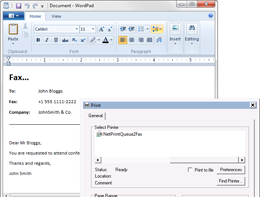 Application integration using NetPrintQueue2FAX
